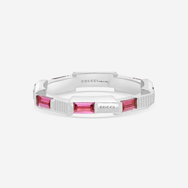 GUCCI Link to Love 18kt White Gold and Rubellite Ring YBC662256001017 MSRP $2,450 - THE SOLIST