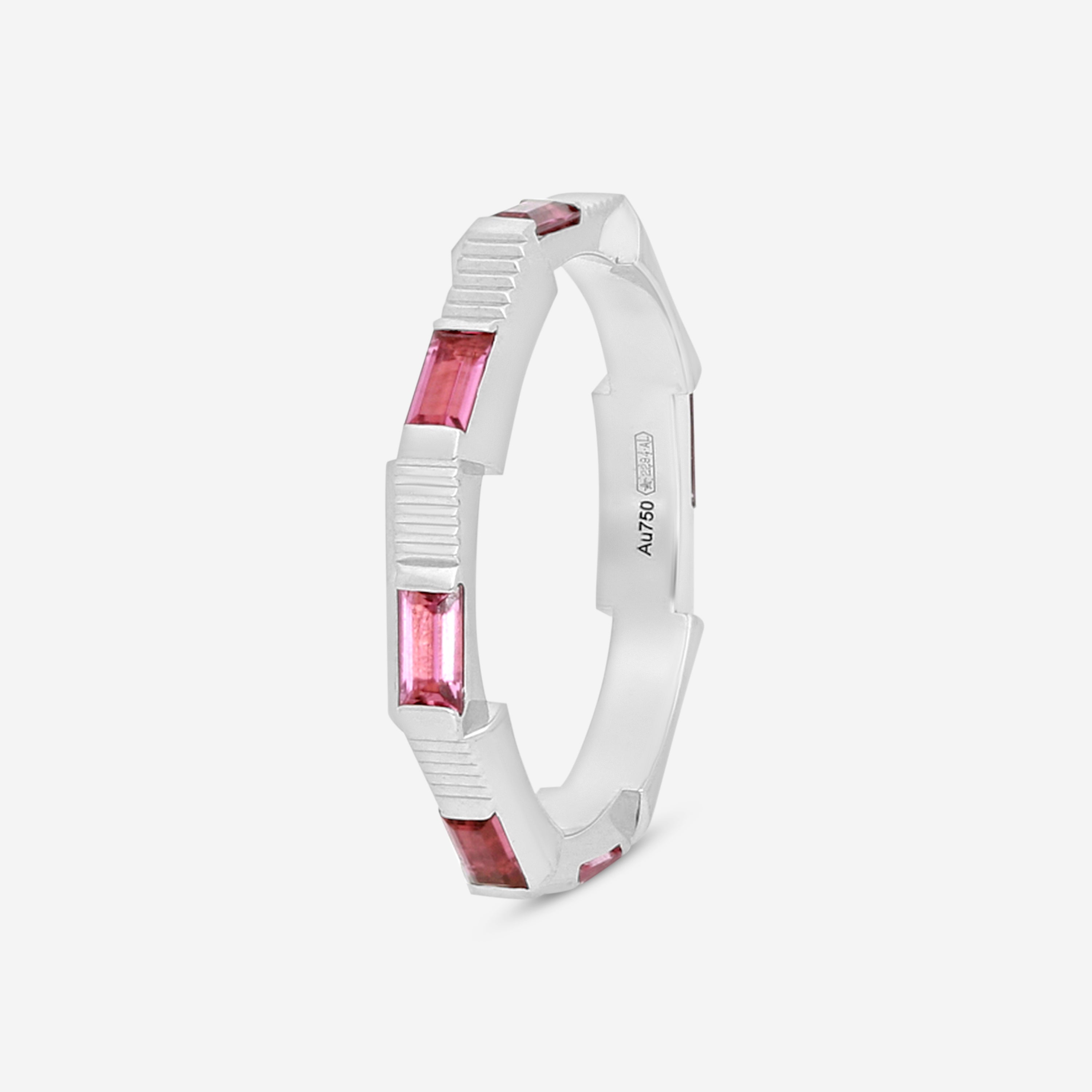 GUCCI Link to Love 18kt White Gold and Rubellite Ring YBC662256001017 MSRP $2,450 - THE SOLIST