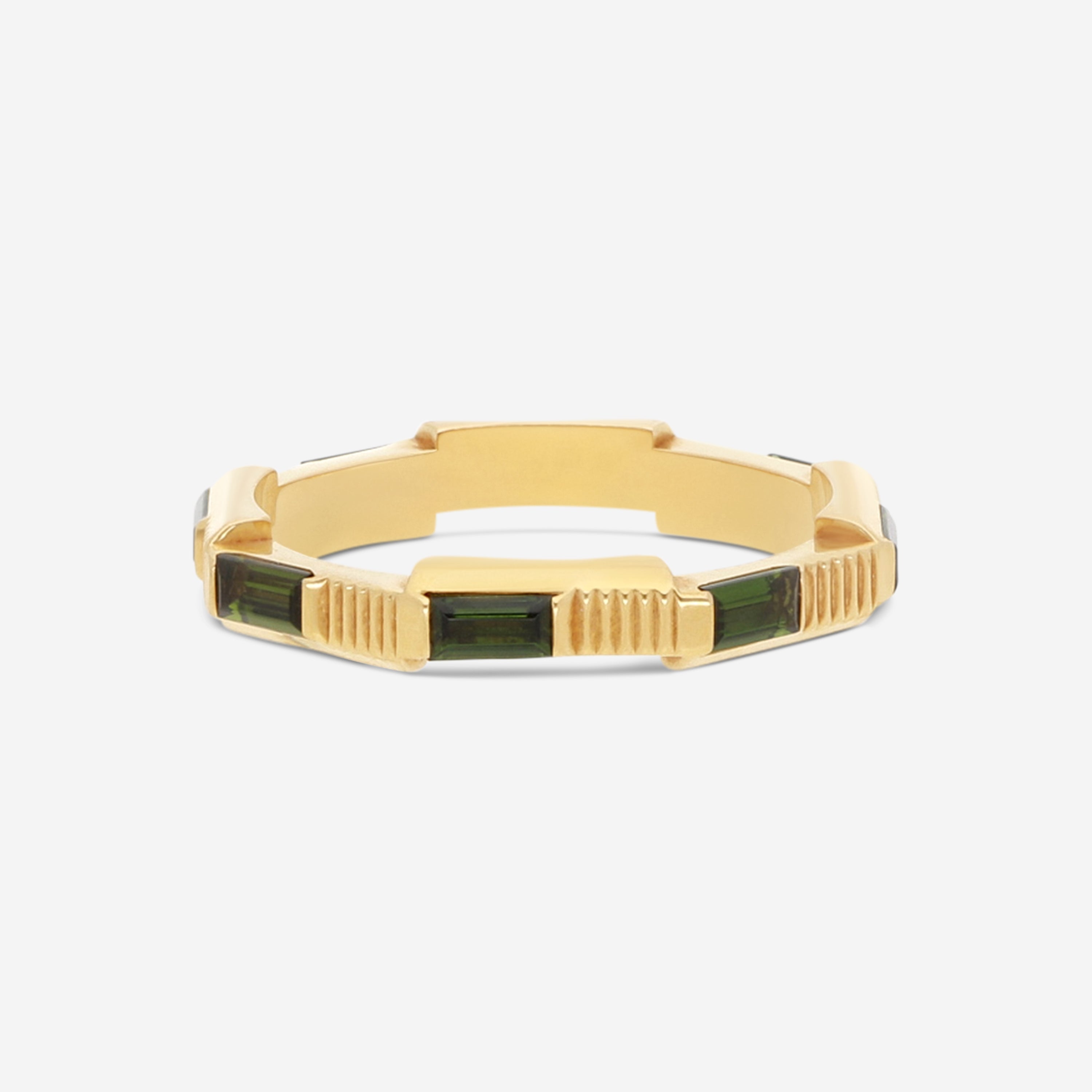 GUCCI Link to Love 18kt Yellow Gold and Green Tourmaline Ring YBC662256002017 MSRP $2,910 - THE SOLIST