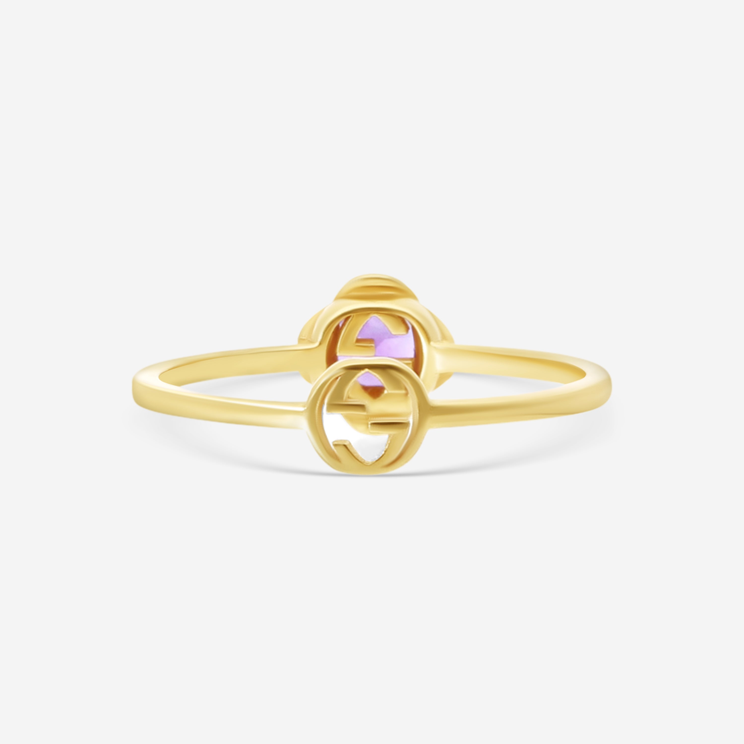 Gucci 18K Yellow Gold and Amethyst Interlocking G Motif Ring YBC662428003011 MSRP $820 - THE SOLIST