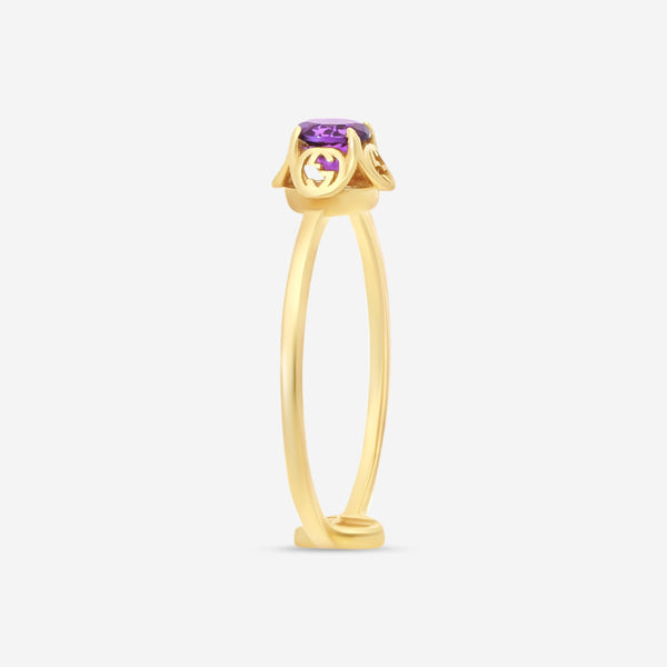 Gucci 18K Yellow Gold and Amethyst Interlocking G Motif Ring YBC662428003011 MSRP $820 - THE SOLIST