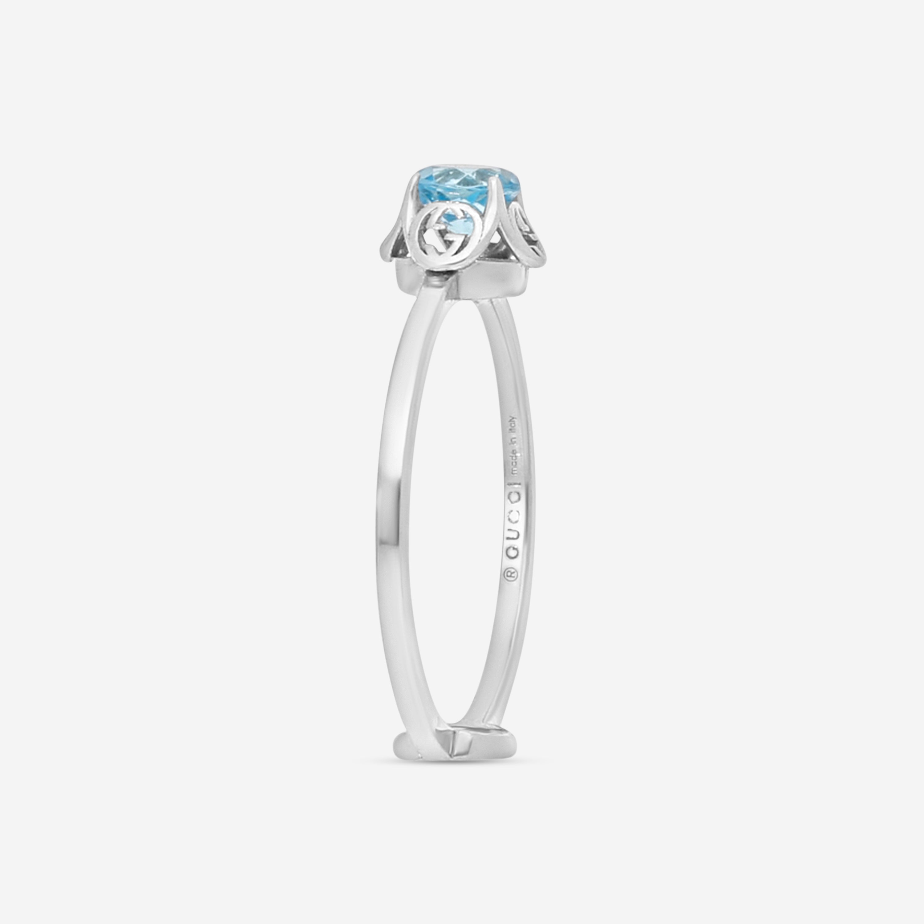 Gucci 18K White Gold Interlocking G & Topaz Ring YBC662428004009 MSRP $890 - THE SOLIST