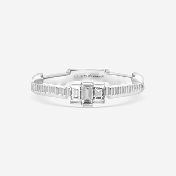 Gucci Link to Love 18K White Gold and Diamond Solitaire Ring YBC662457001013 MSRP $3,150 - THE SOLIST