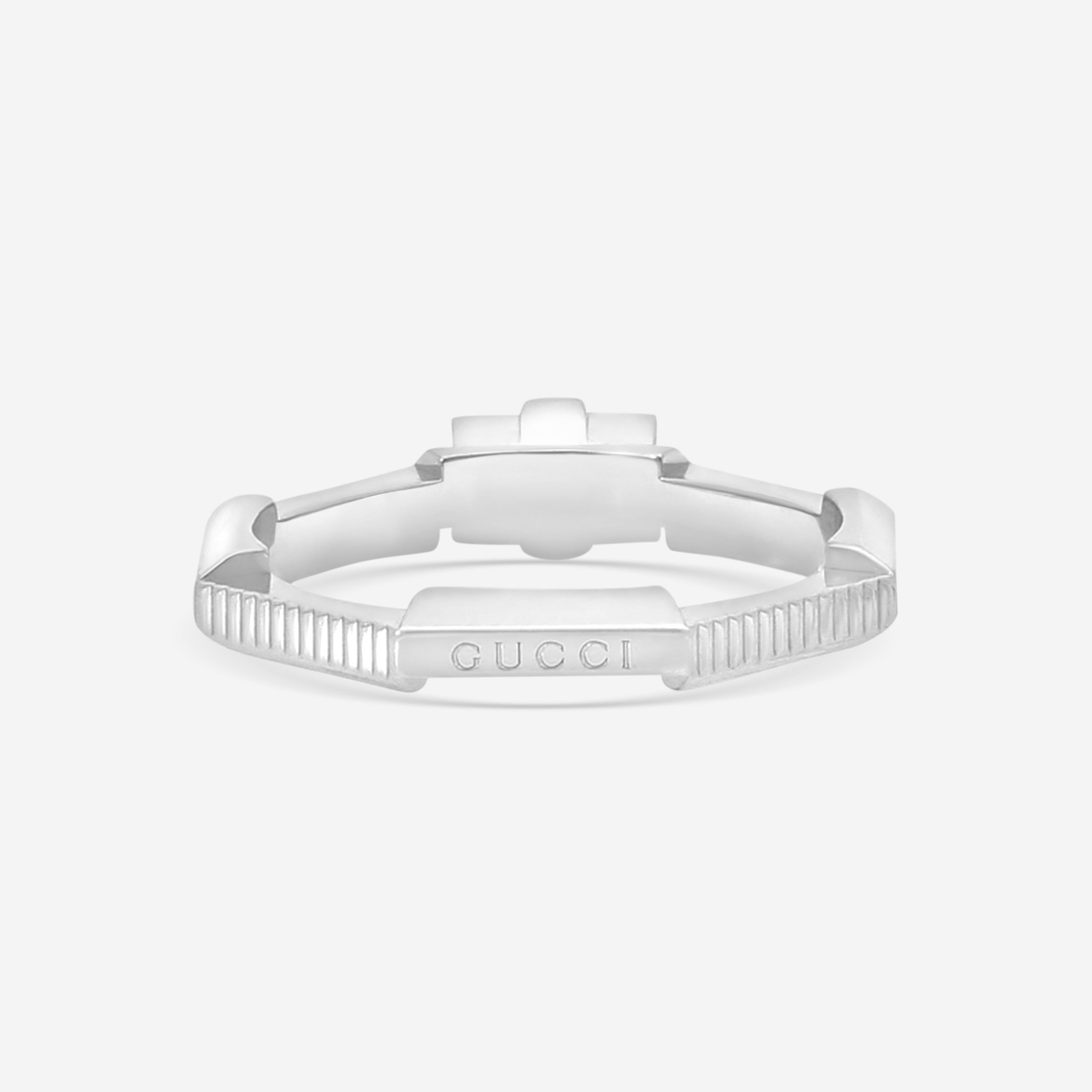 Gucci Link to Love 18K White Gold and Diamond Solitaire Ring YBC662457001013 MSRP $3,150 - THE SOLIST