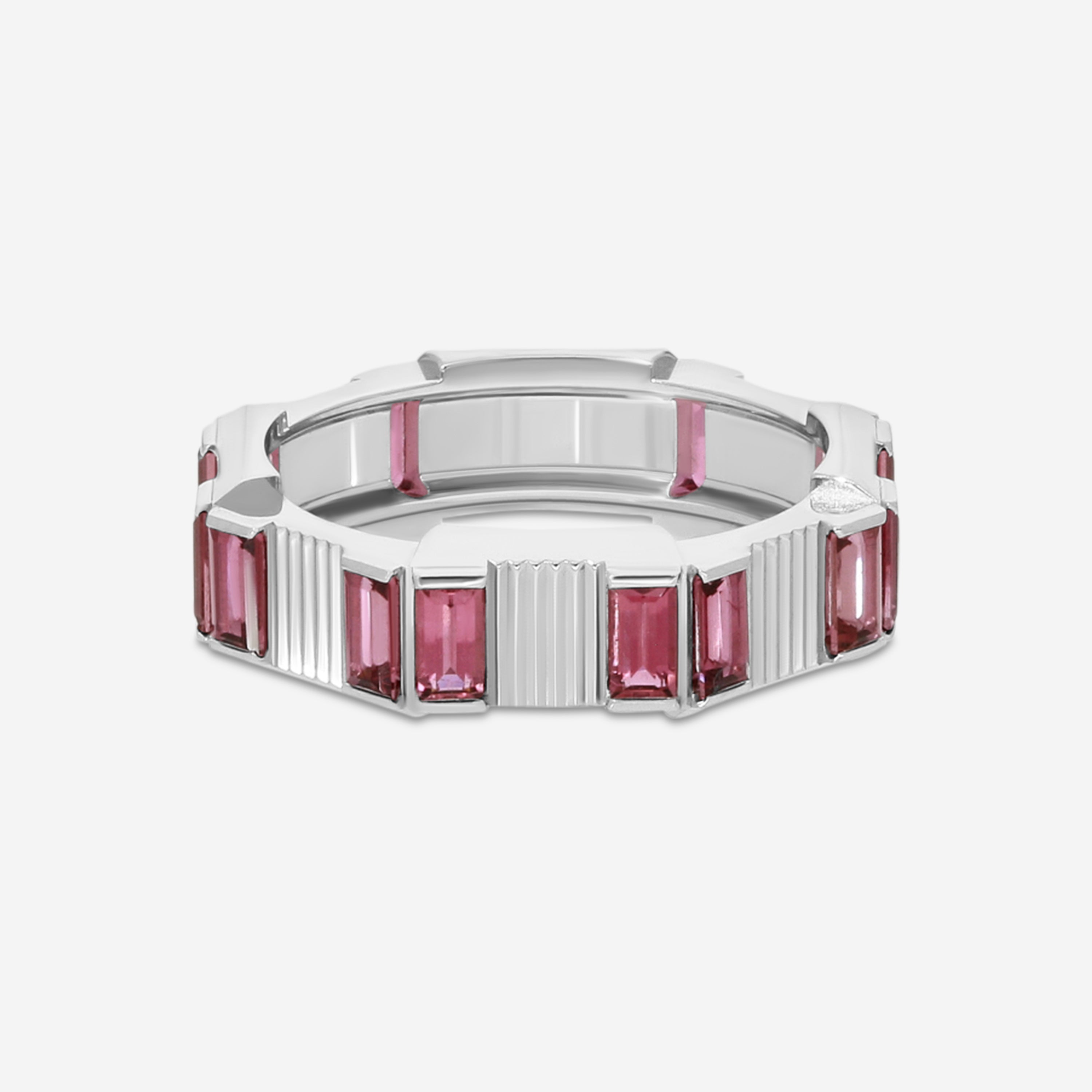 Gucci Link to Love 18K White Gold and Rubellite Ring YBC702414001016 MSRP $3,600 - THE SOLIST