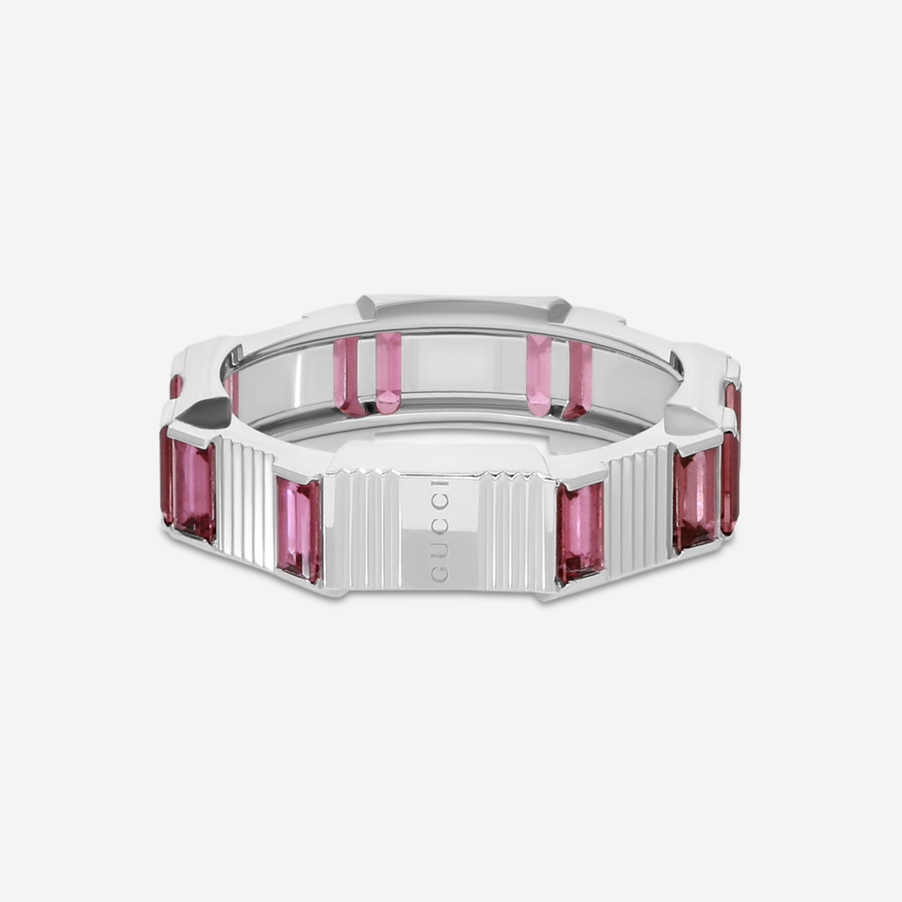 Gucci Link to Love 18K White Gold and Rubellite Ring YBC702414001016 MSRP $3,600 - THE SOLIST