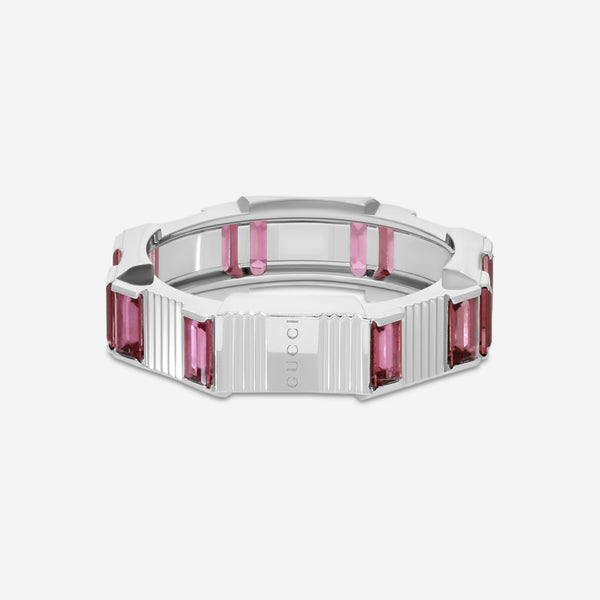 Gucci Link to Love 18K White Gold and Rubellite Ring YBC702414001016 MSRP $3,600 - THE SOLIST