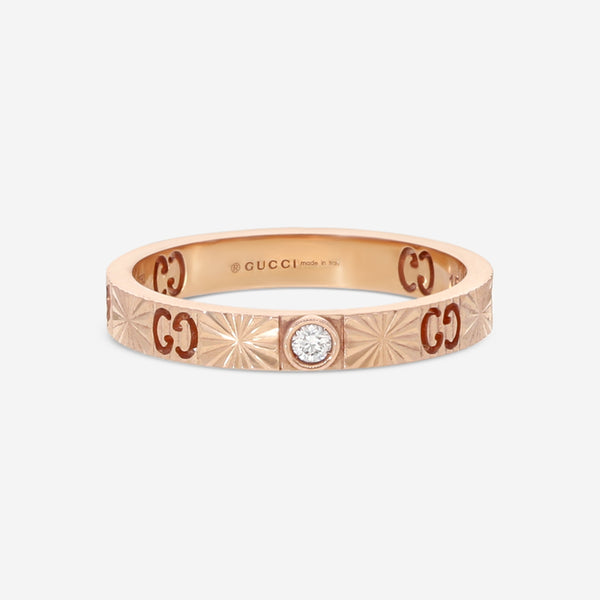 Gucci Icon 18K Rose Gold and Diamond Band Ring YBC727892001015 MSRP $1,500 - THE SOLIST