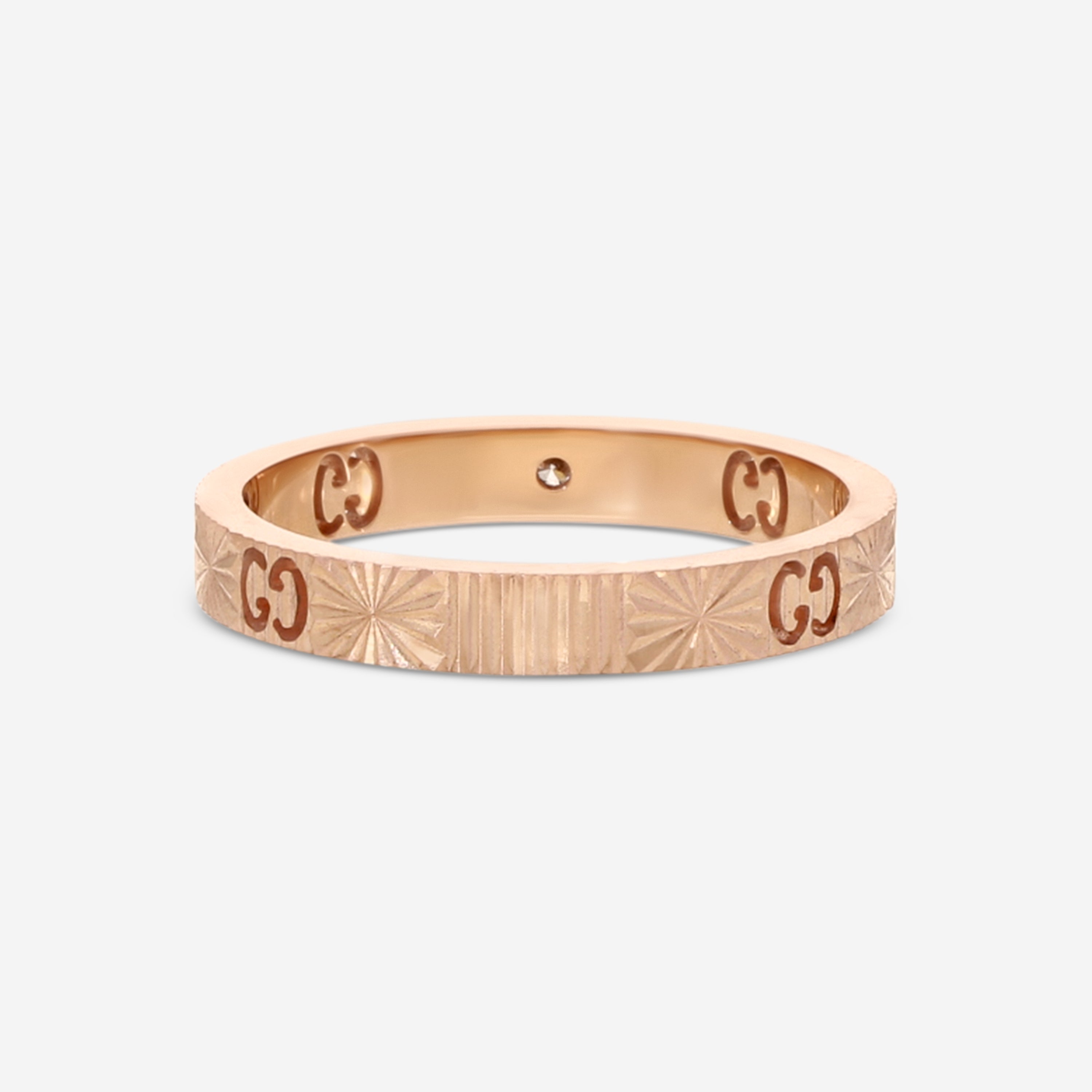 Gucci Icon 18K Rose Gold and Diamond Band Ring YBC727892001015 MSRP $1,500 - THE SOLIST