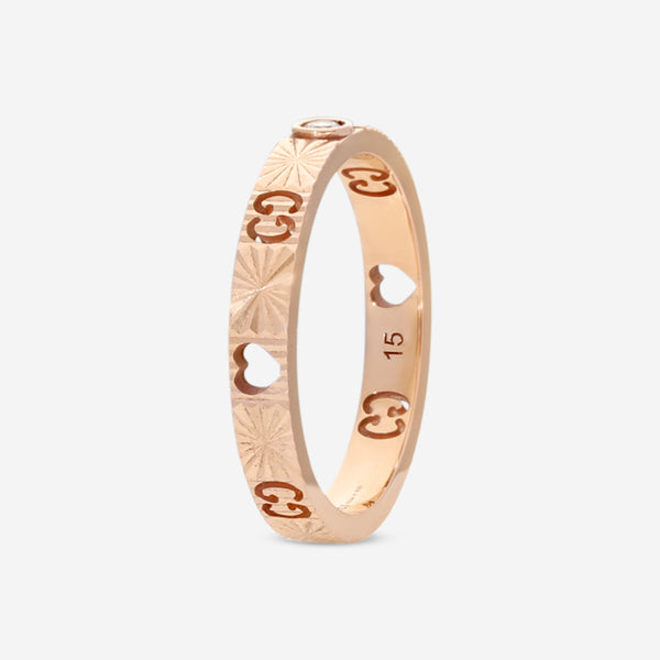 Gucci Icon 18K Rose Gold and Diamond Band Ring YBC727892001015 MSRP $1,500 - THE SOLIST