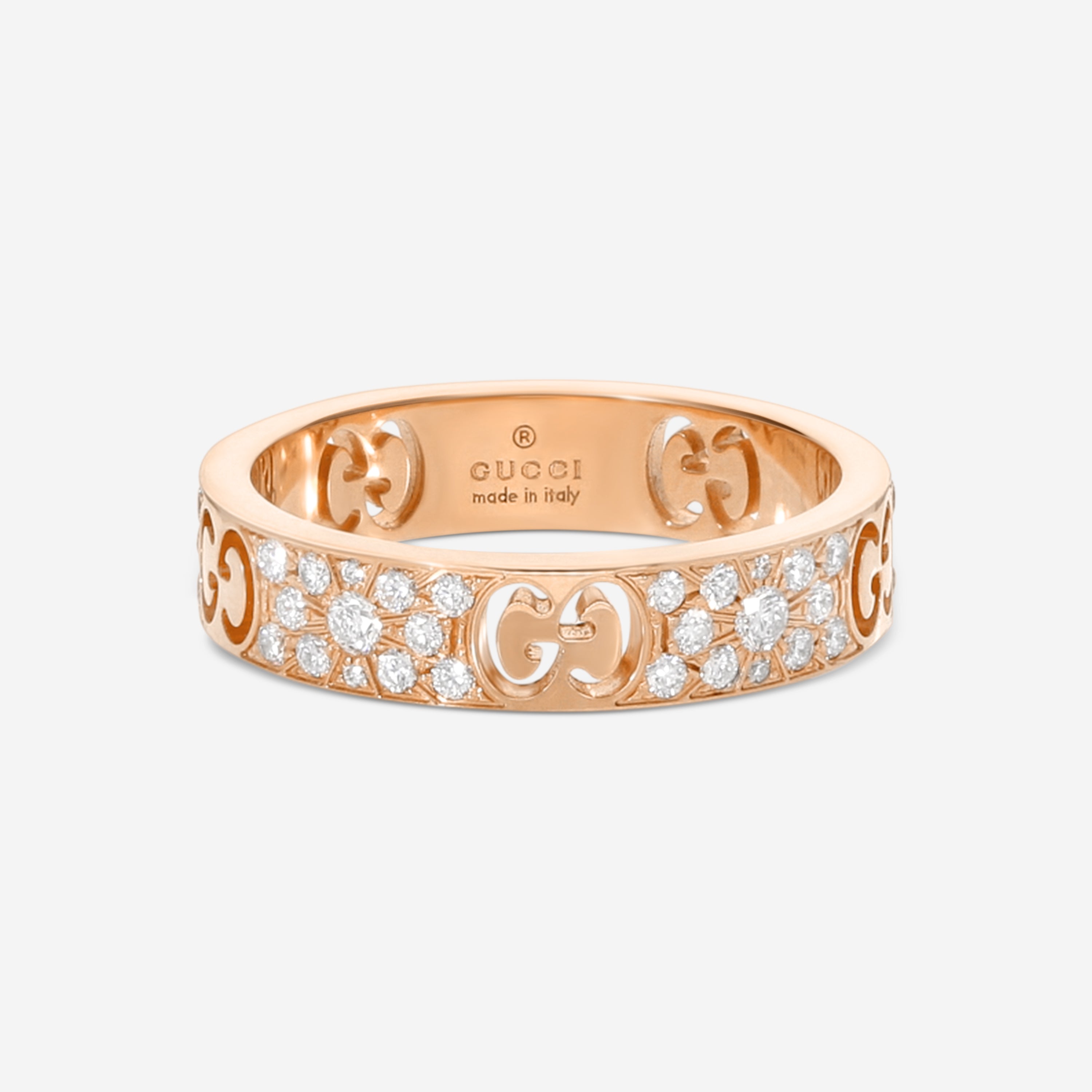 Gucci Icon 18K Rose Gold & Diamond Band Ring YBC729415001012 MSRP $5,200 - THE SOLIST