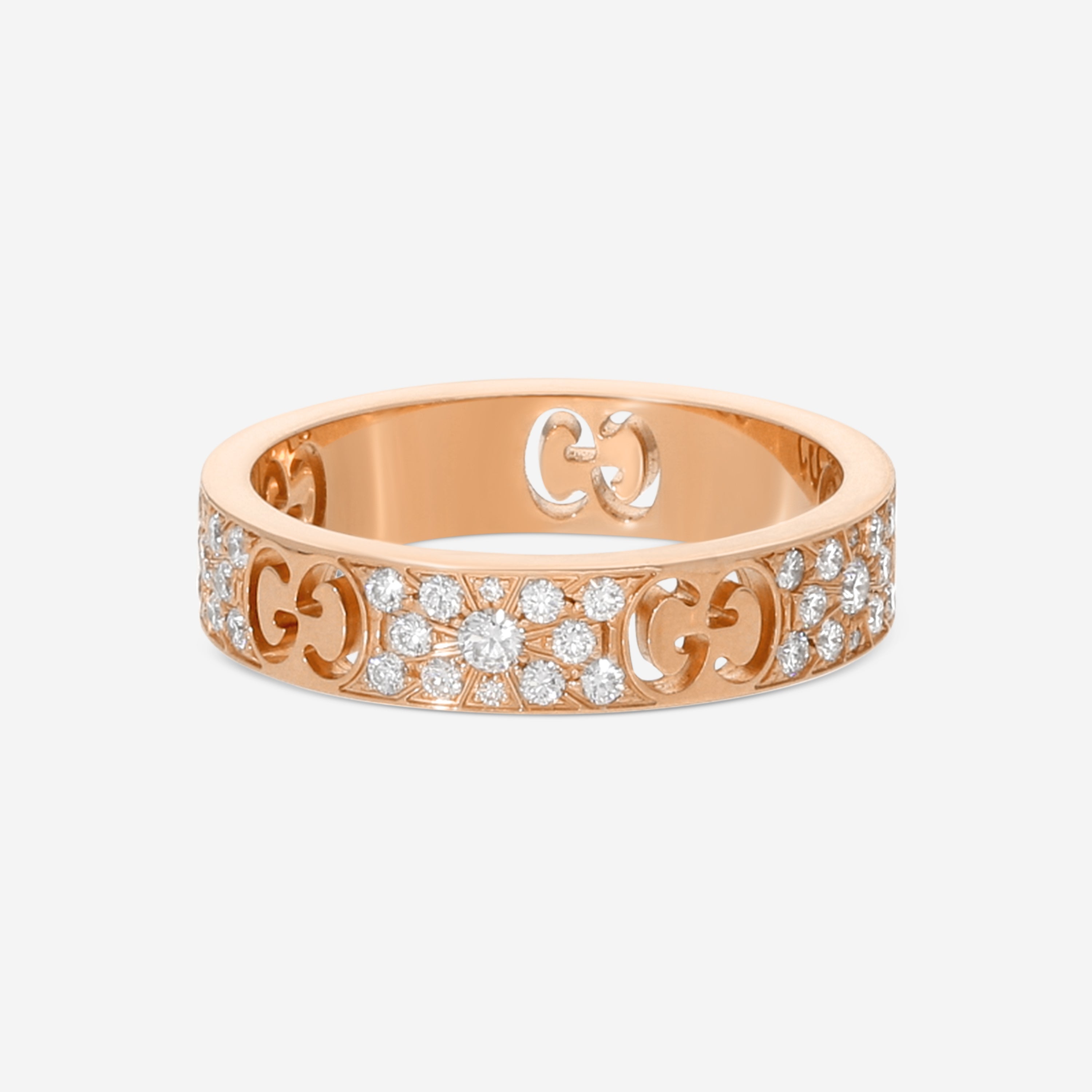 Gucci Icon 18K Rose Gold & Diamond Band Ring YBC729415001012 MSRP $5,200 - THE SOLIST