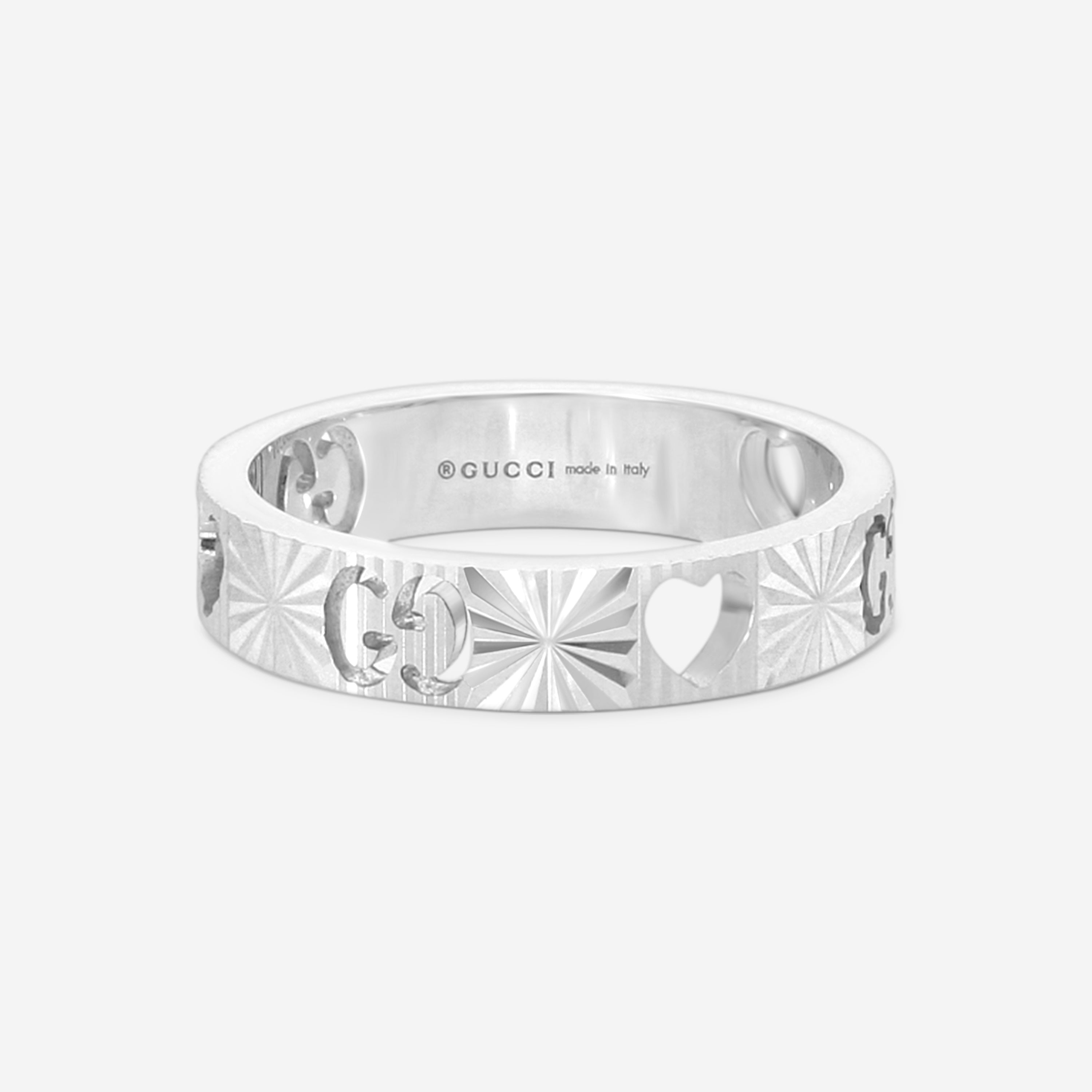 Gucci Icon 18K White Gold Band Ring YBC729458001011 MSRP $1,450 - THE SOLIST