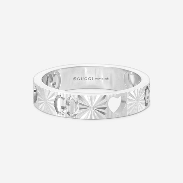 Gucci Icon 18K White Gold Band Ring YBC729458001011 MSRP $1,450 - THE SOLIST
