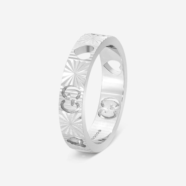 Gucci Icon 18K White Gold Band Ring YBC729458001011 MSRP $1,450 - THE SOLIST