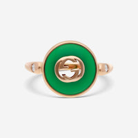 Gucci 18K Rose Gold Green Agate & Diamond Ring YBC786547002011 - THE SOLIST