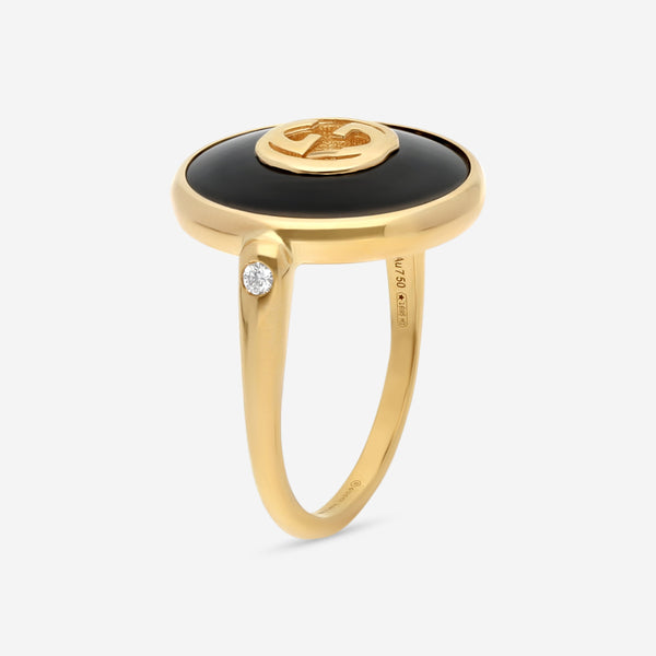 Gucci 18K Yellow Gold Onyx & Diamond Statement Ring YBC786604001017 - THE SOLIST