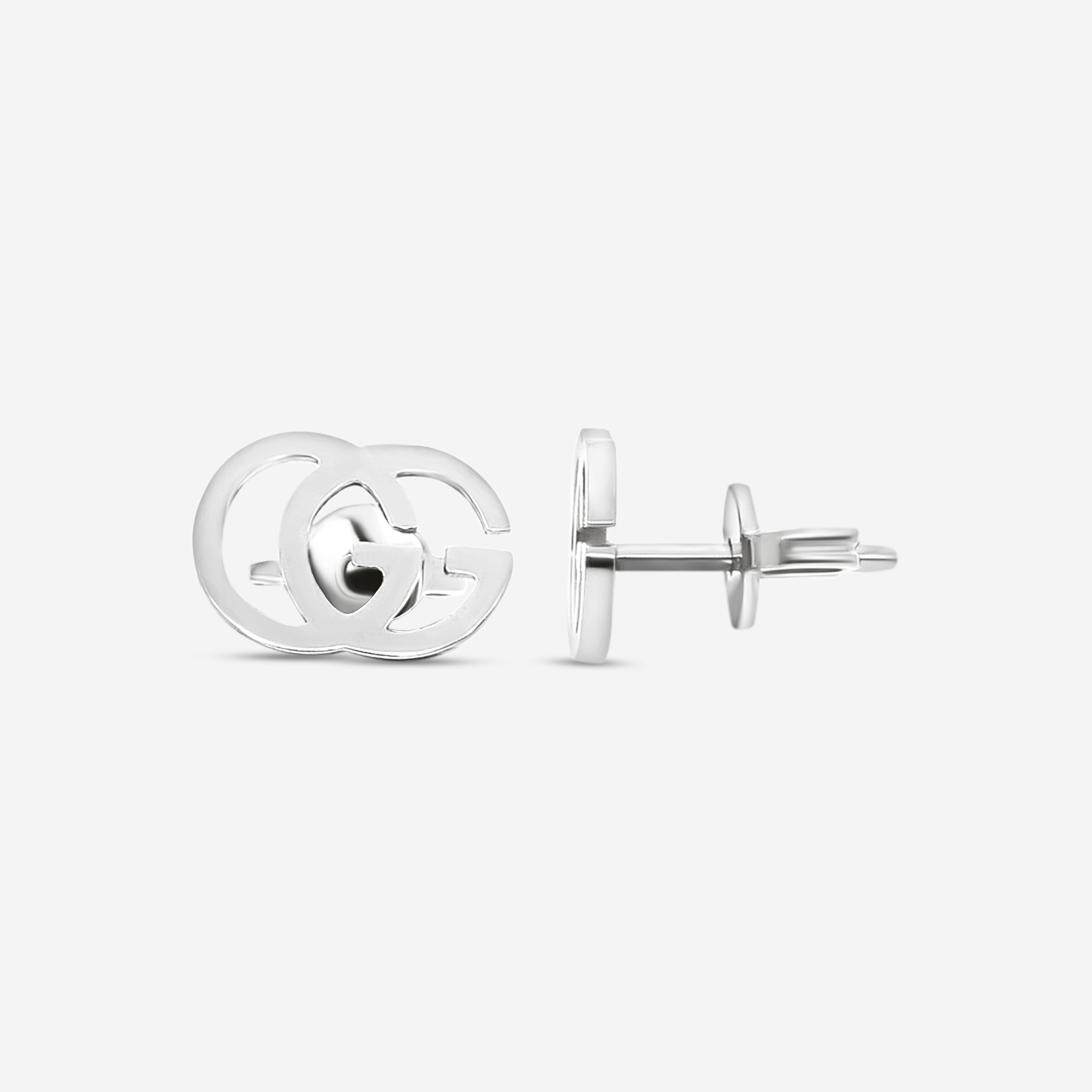 Gucci GG Running 18K White Gold Stud Earrings YBD09407400100U MSRP $790 - THE SOLIST