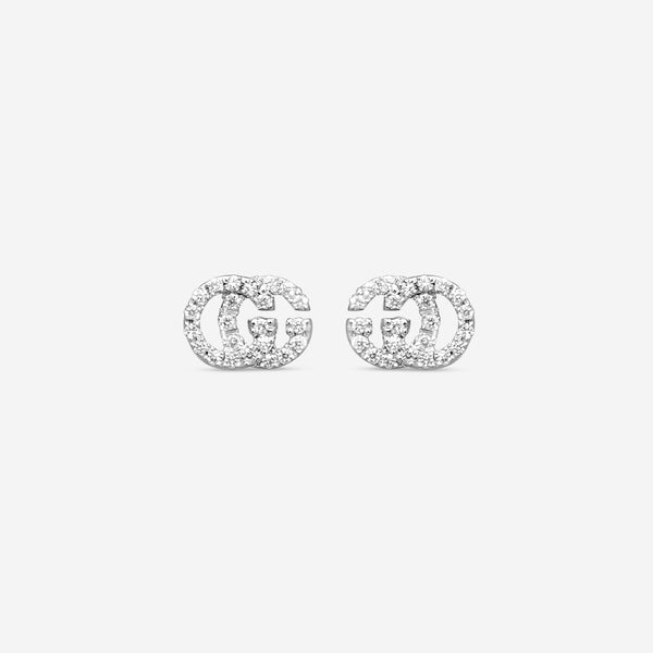 Gucci GG Running 18K White Gold and Diamond Stud Earrings MSRP $1,920 YBD481678001 - THE SOLIST