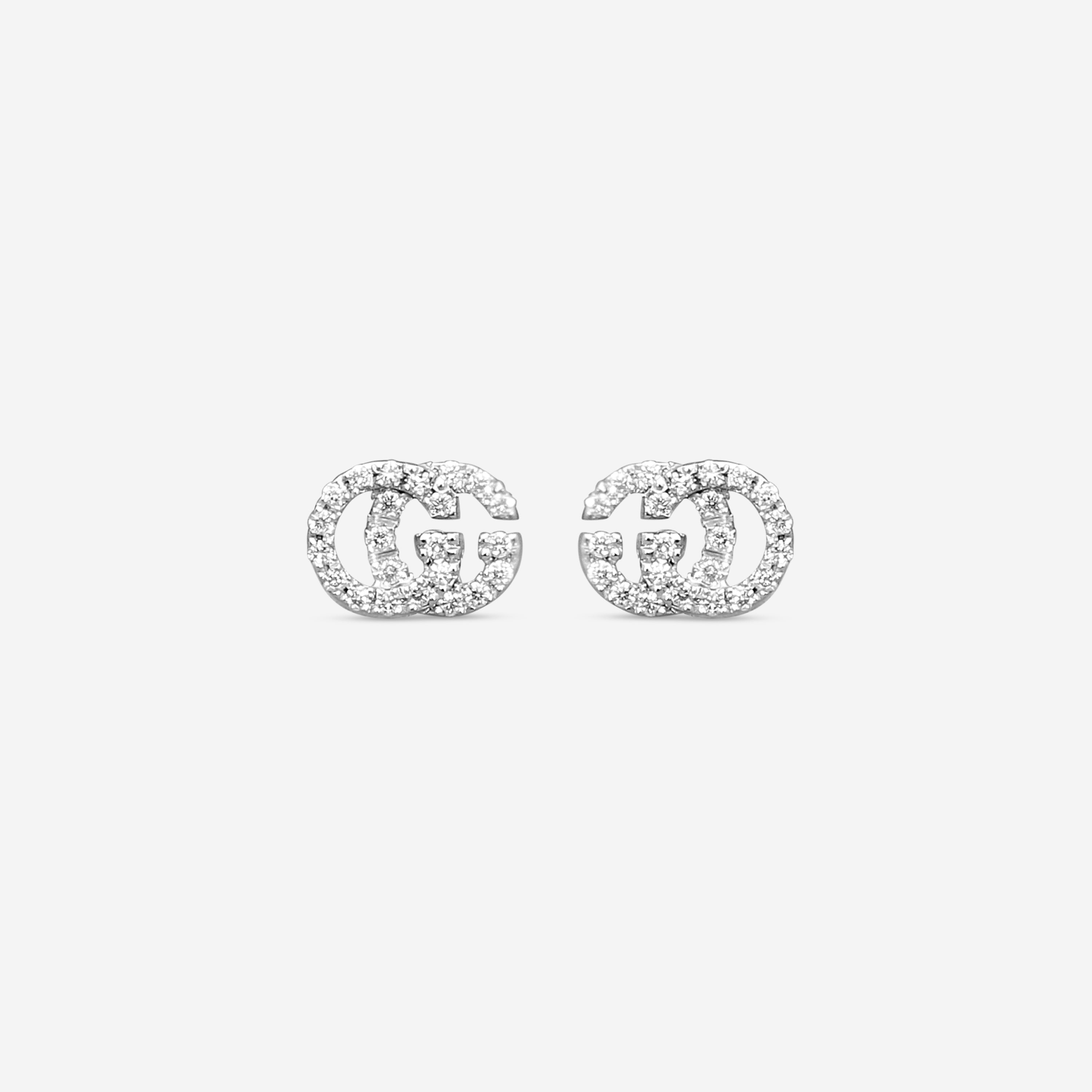 GG Running 18K White Gold Diamond Stud Earrings YBD481678001