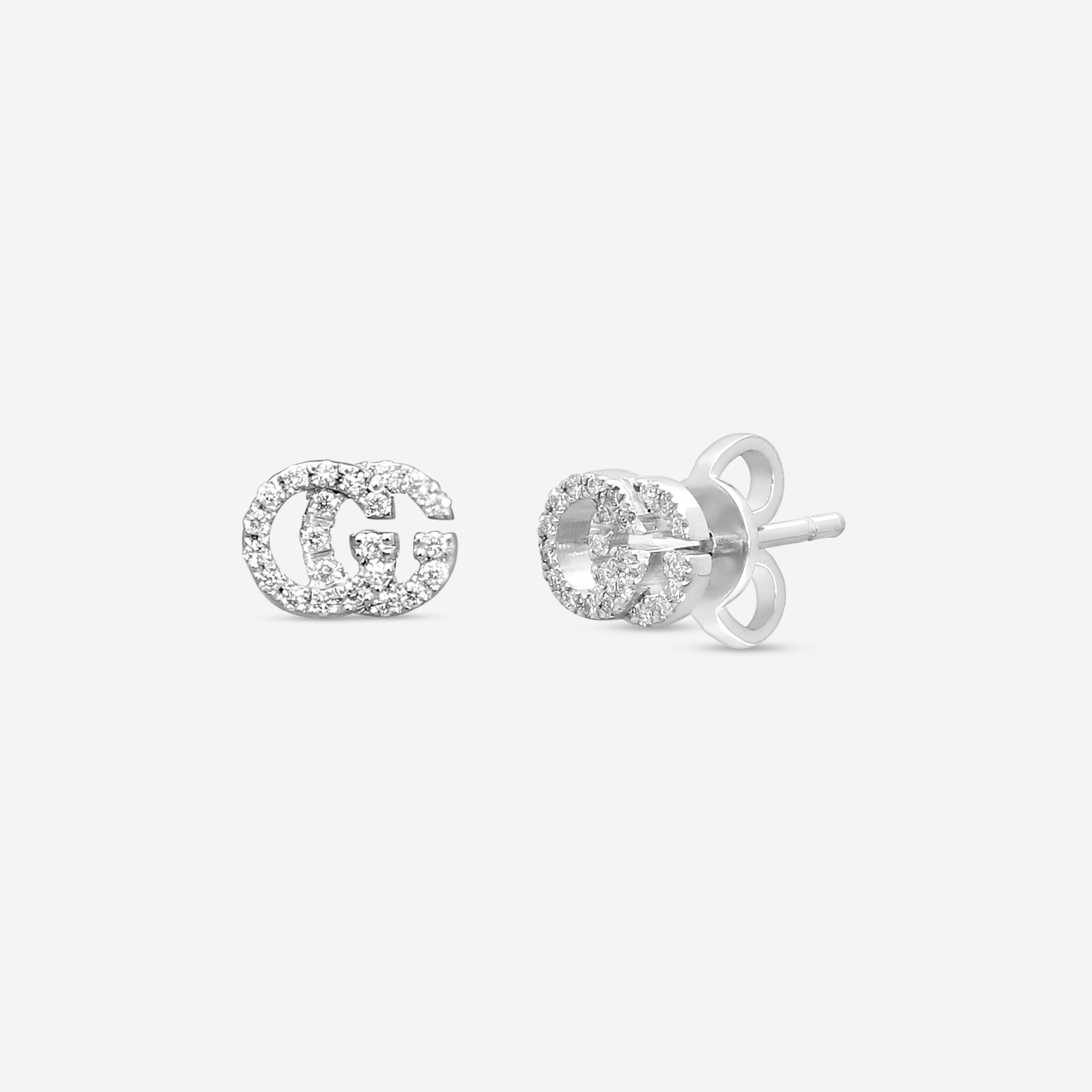 Gucci GG Running 18K White Gold and Diamond Stud Earrings MSRP $1,920 YBD481678001 - THE SOLIST