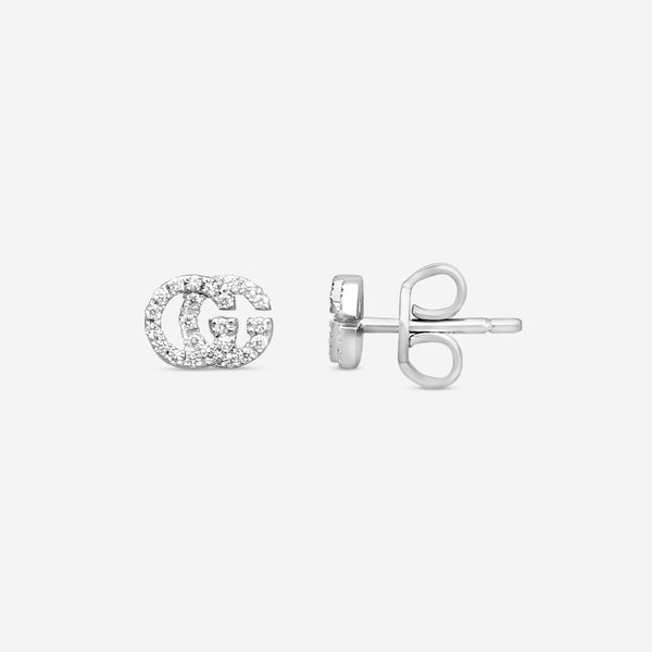 Gucci GG Running 18K White Gold and Diamond Stud Earrings MSRP $1,920 YBD481678001 - THE SOLIST
