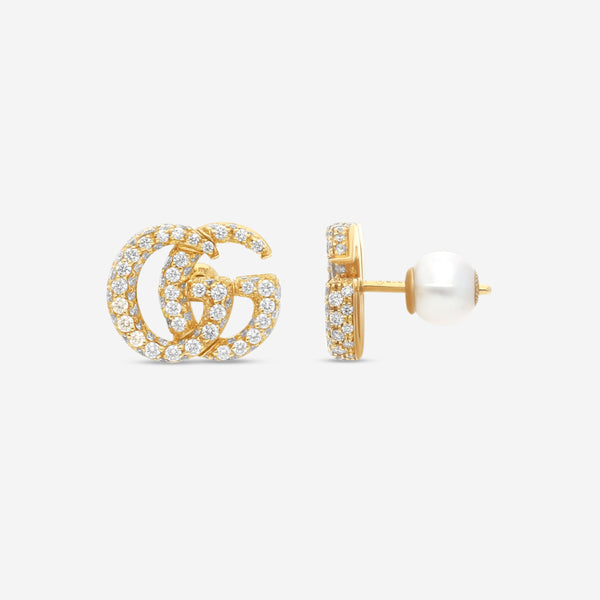 Gucci Flora Double G 18K Yellow Gold & Diamond Earrings YBD58203300200U MSRP $7,200 - THE SOLIST