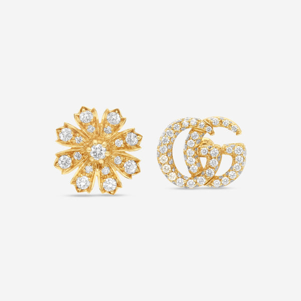 Gucci Flora Double G 18K Yellow Gold & Diamond Earrings YBD58203300200U MSRP $7,200 - THE SOLIST