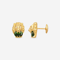 Gucci Lion Head 18K Yellow Gold Chrome Diopside and Diamond Earrings YBD609866001 MSRP $3,960 - THE SOLIST
