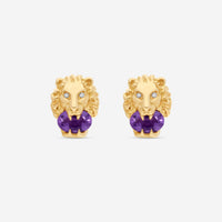 Gucci Lion Head 18K Yellow Gold, Amethyst & Diamond Earrings YBD60986600200U MSRP $3,200 - THE SOLIST