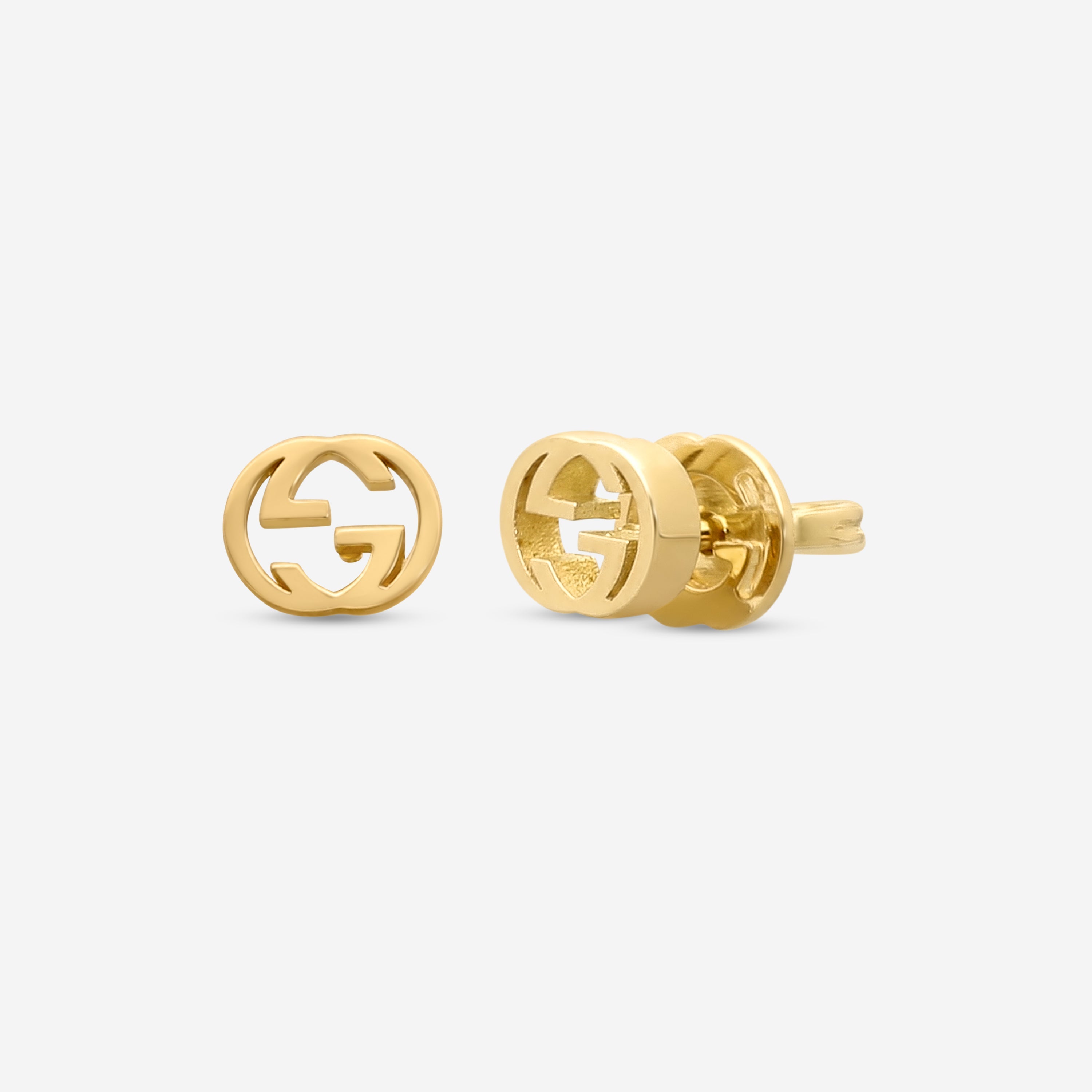 Gucci Interlocking G 18K Yellow Gold Stud Earrings MSRP $800 YBD66211100100U - THE SOLIST