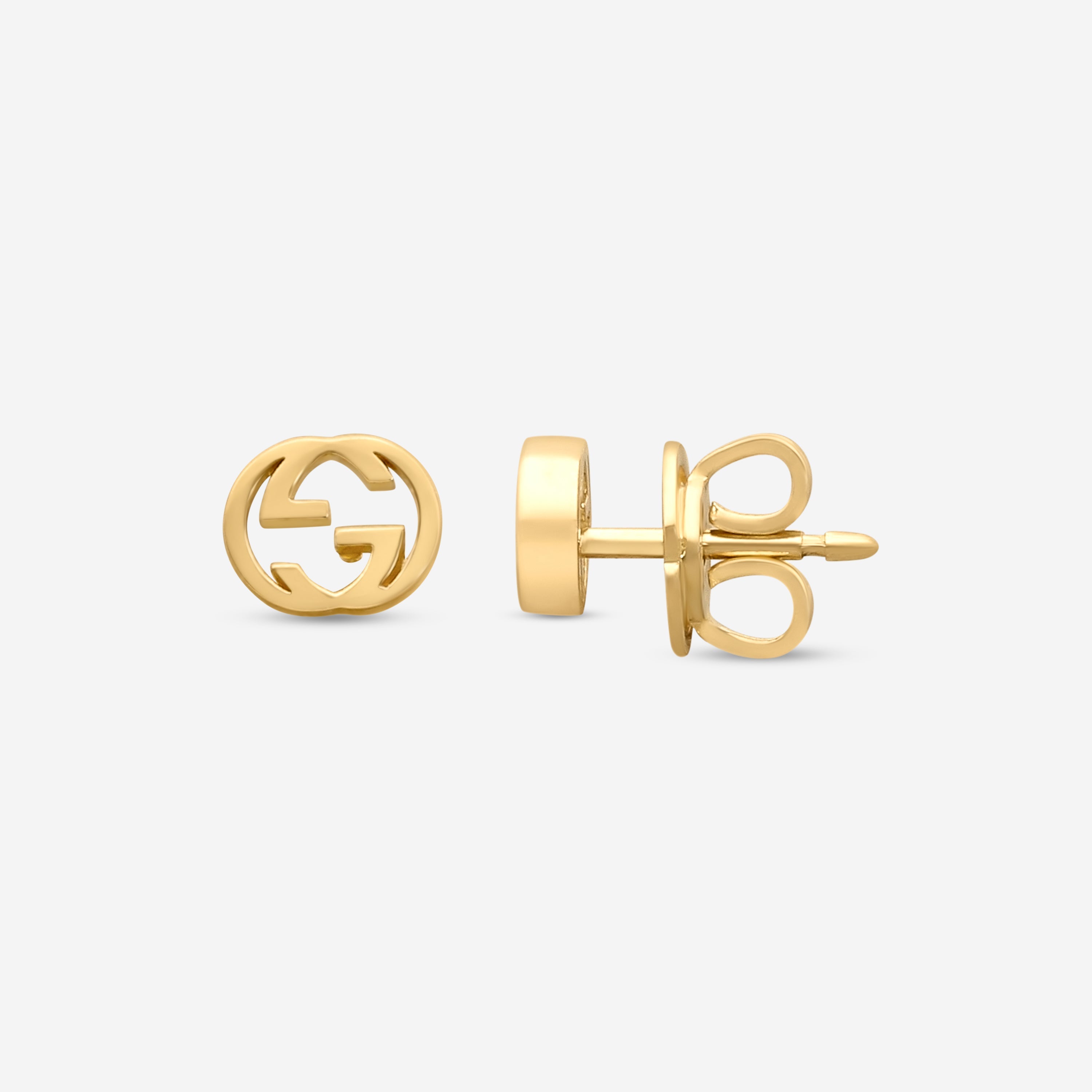 Gucci Interlocking G 18K Yellow Gold Stud Earrings MSRP $800 YBD66211100100U - THE SOLIST