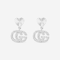 Gucci 18K White Gold with Diamonds Double G Heart Earrings YBD64860200100U MSRP $2,600 - THE SOLIST
