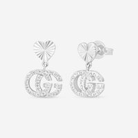 Gucci 18K White Gold with Diamonds Double G Heart Earrings YBD64860200100U MSRP $2,600 - THE SOLIST