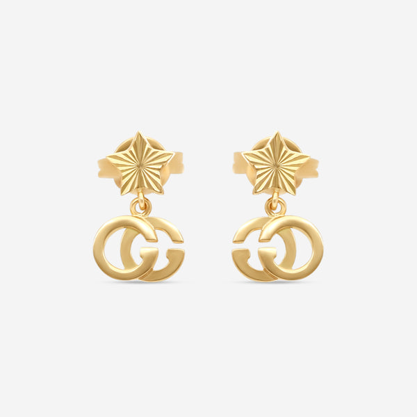 Gucci Double G & Star 18K Yellow Gold Dangle Earrings YBD64860400100U MSRP $850 - THE SOLIST