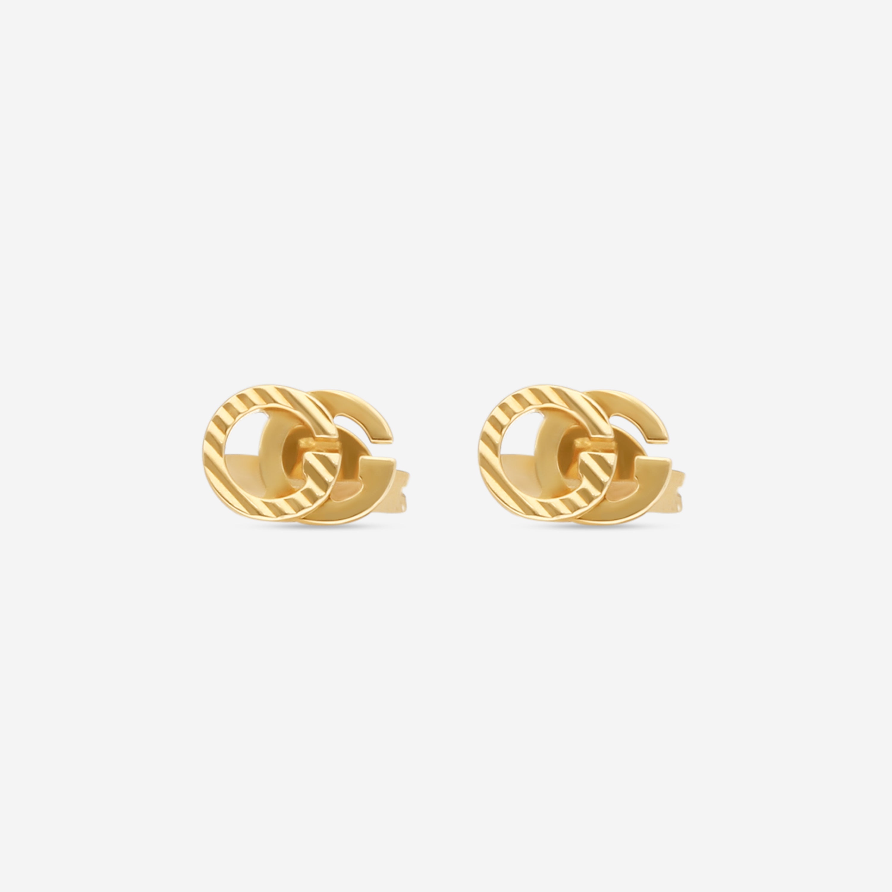 Gucci Double G Motif 18K Yellow Gold Stud Earrings YBD65221900100U MSRP $750 - THE SOLIST