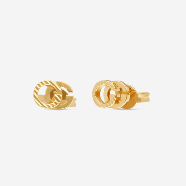 Gucci Double G Motif 18K Yellow Gold Stud Earrings YBD65221900100U MSRP $750 - THE SOLIST