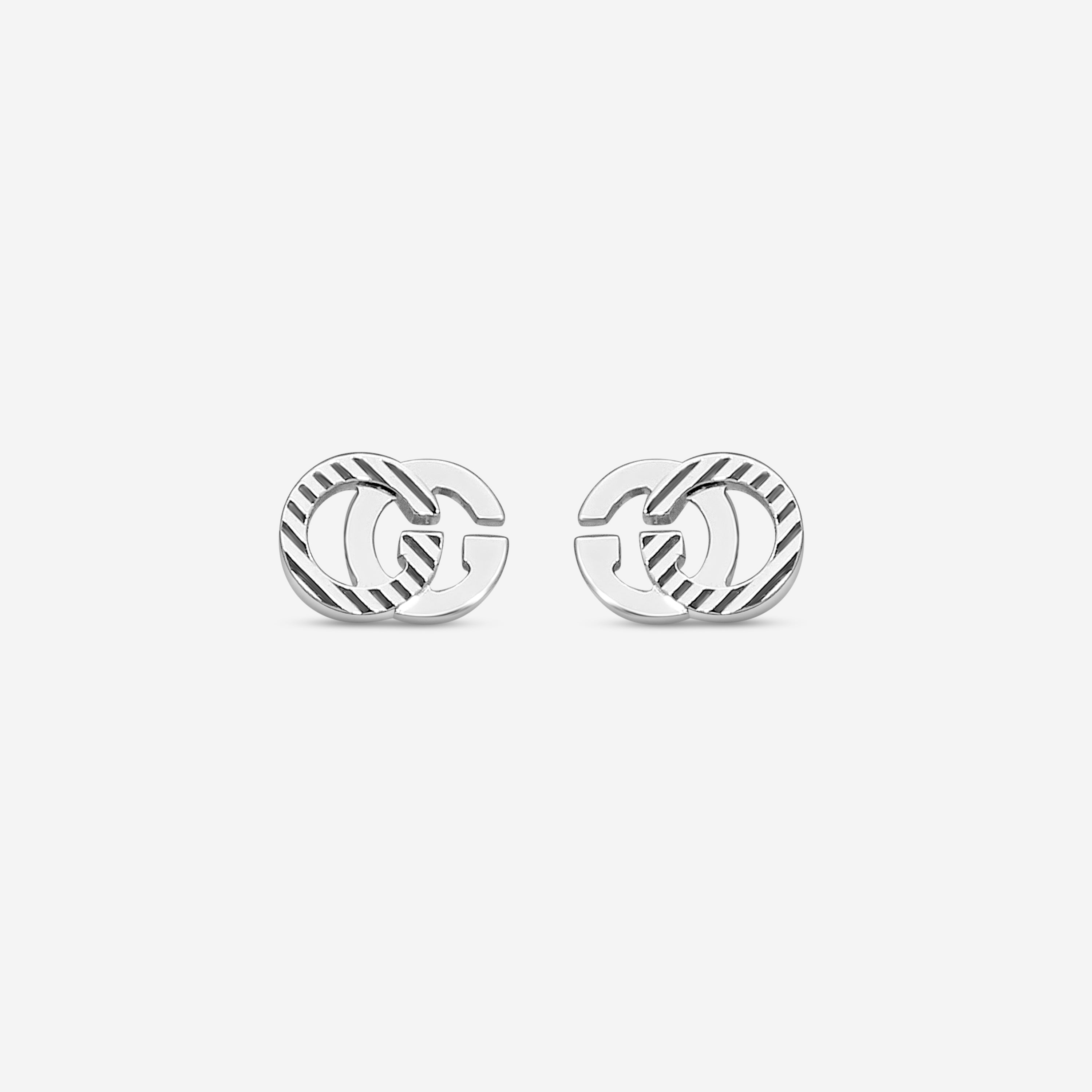 GG 18K White Gold Stud Earrings YBD65221900200U
