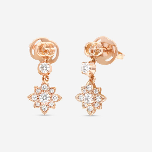 Gucci Flora 18K Rose Gold & Diamond Flower Drop Earrings YBD70269100100U MSRP $3,250 - THE SOLIST