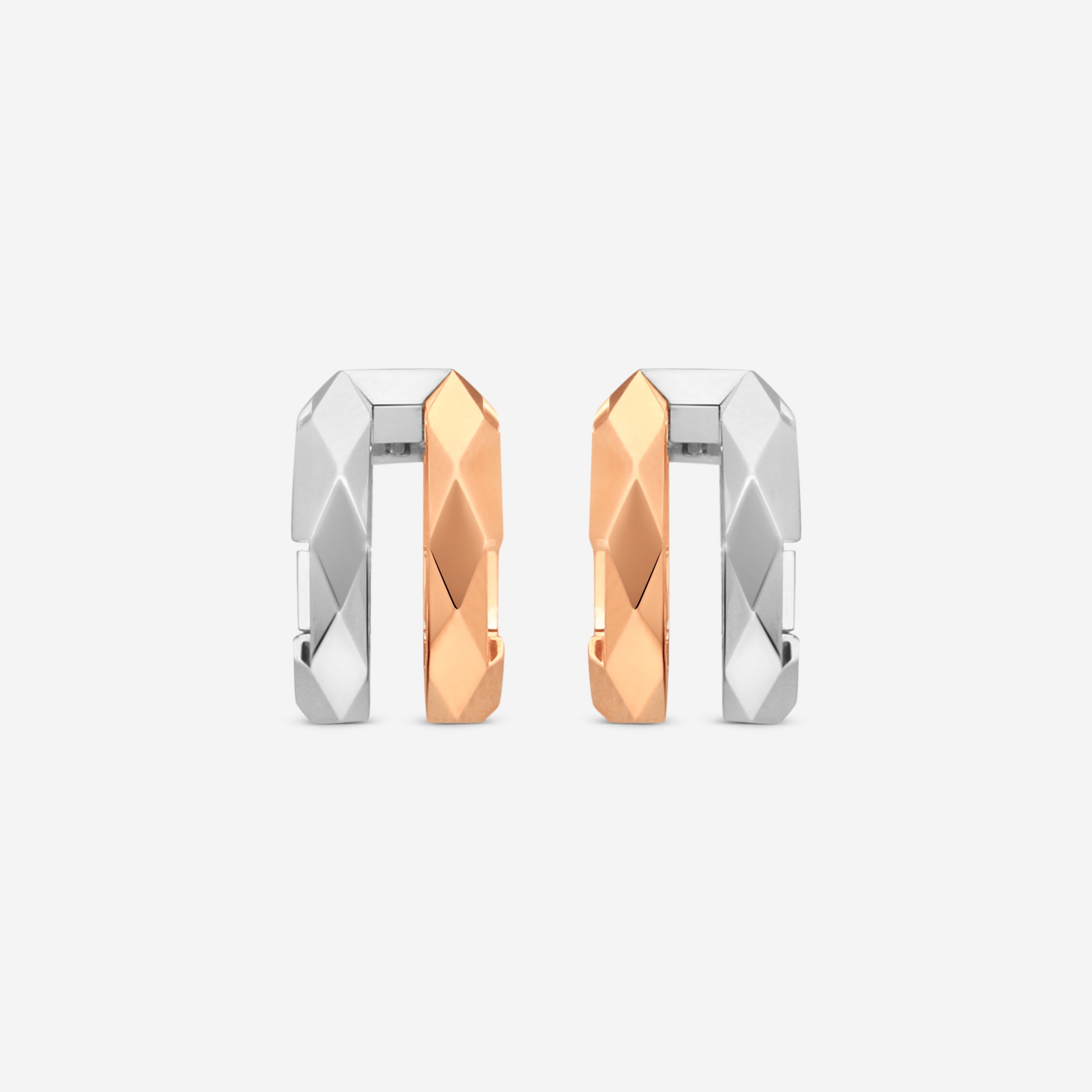 Gucci Link to Love 18K Rose and White Gold Earrings YBD74566800100U MSRP $4,350 - THE SOLIST