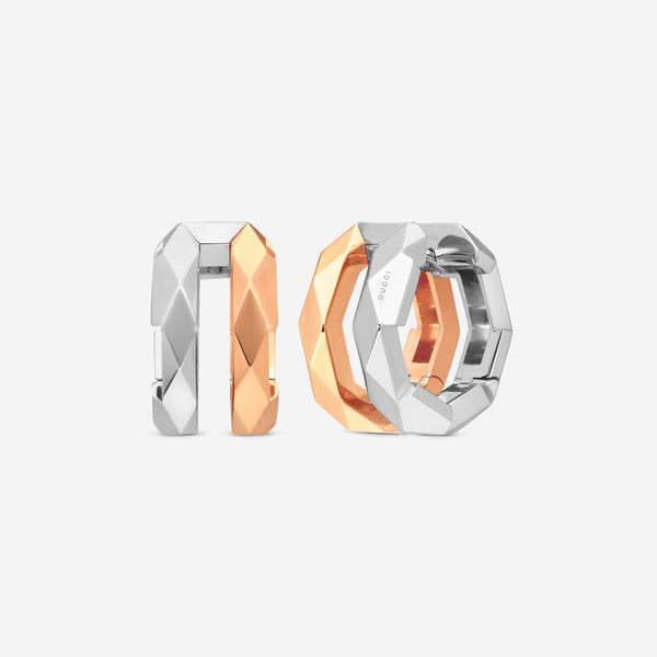 Gucci Link to Love 18K Rose and White Gold Earrings YBD74566800100U MSRP $4,350 - THE SOLIST
