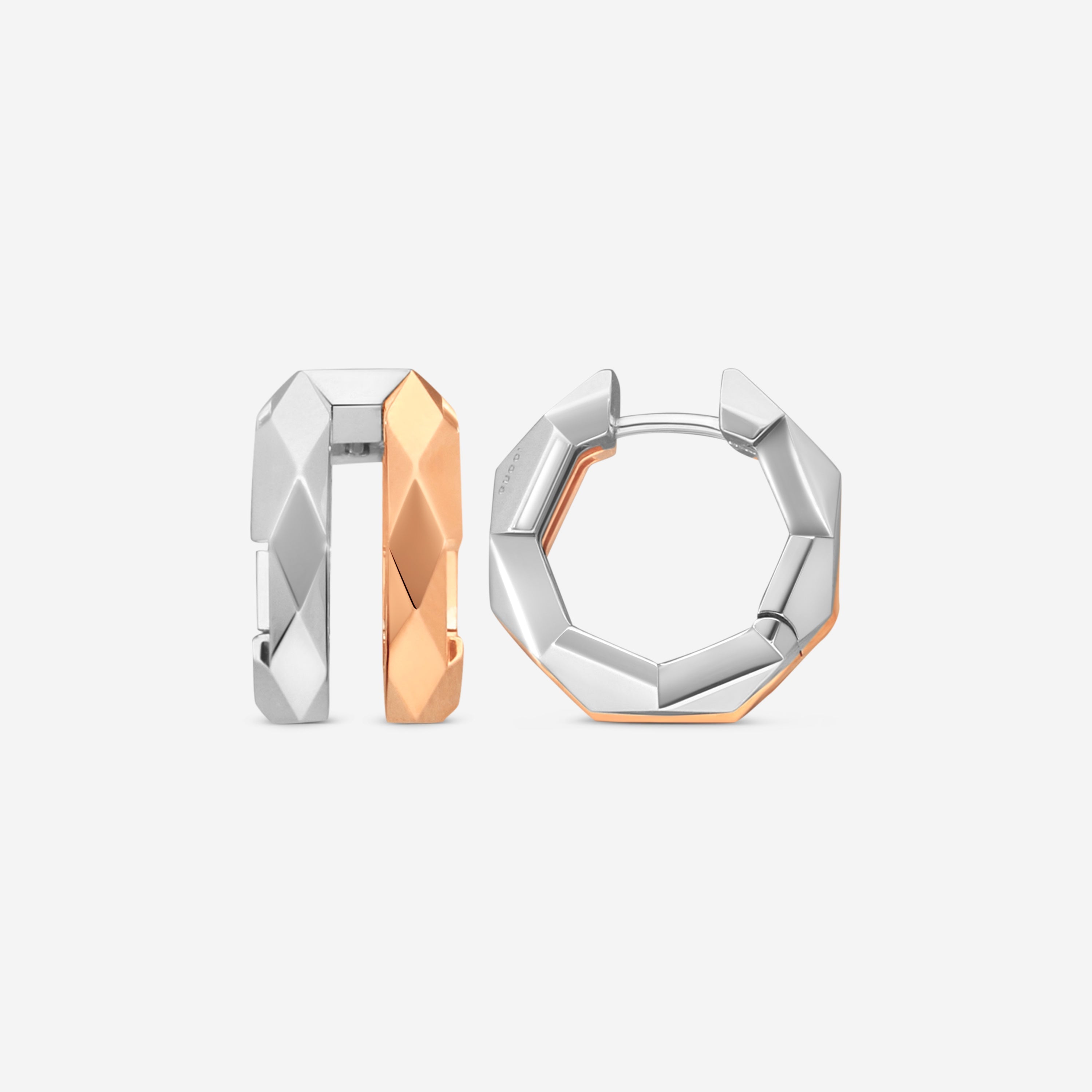 Gucci Link to Love 18K Rose and White Gold Earrings YBD74566800100U MSRP $4,350 - THE SOLIST