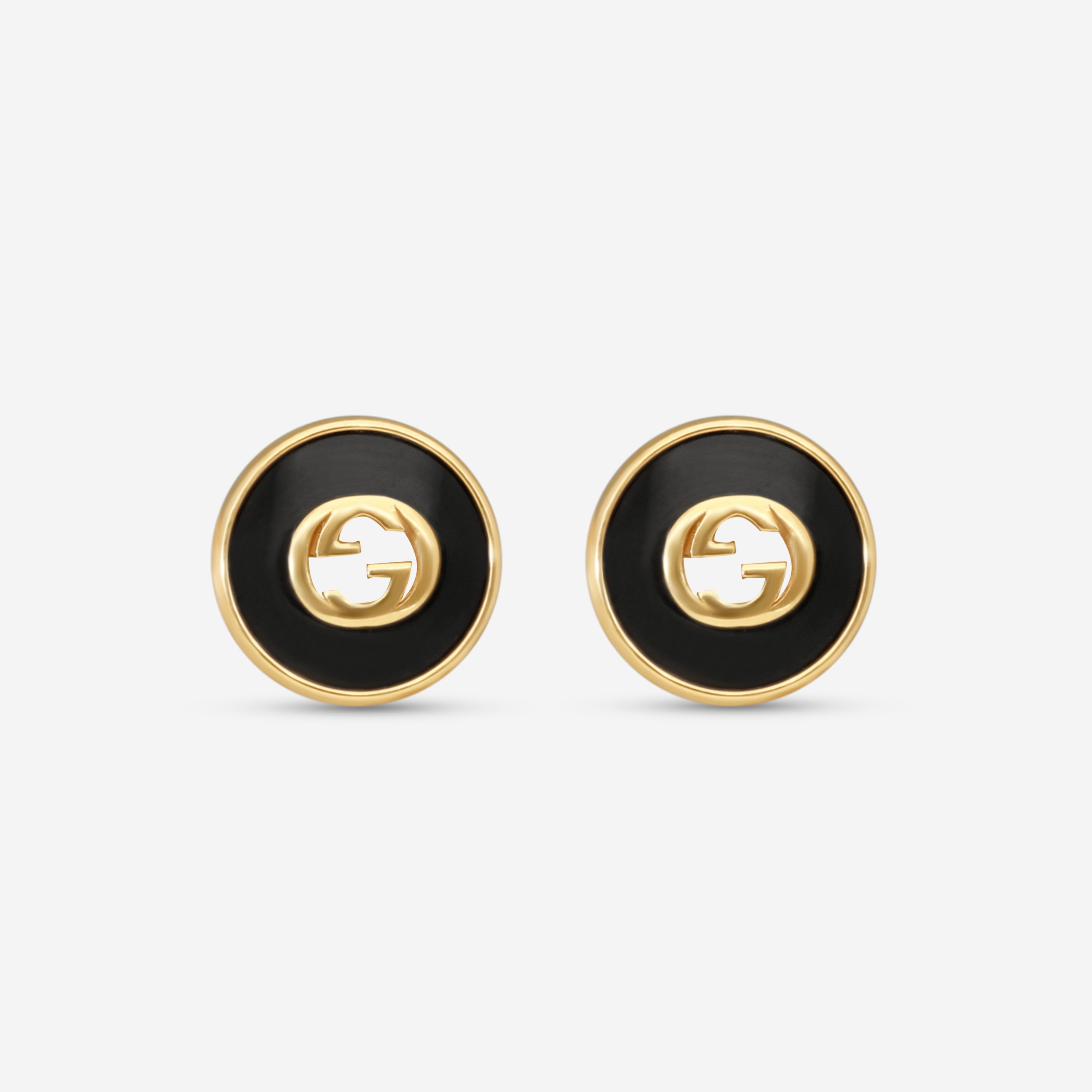 Gucci 18K Yellow Gold Onyx Stud Earrings YBD78655400100U - THE SOLIST