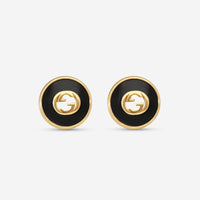 Gucci 18K Yellow Gold Onyx Stud Earrings YBD78655400100U - THE SOLIST