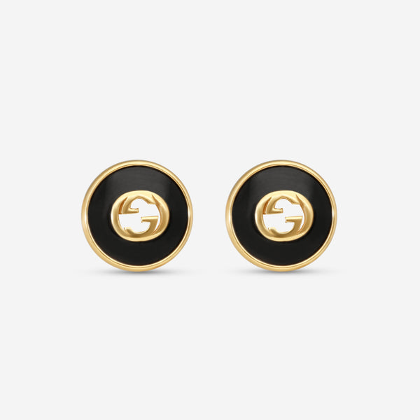 Gucci 18K Yellow Gold Onyx Stud Earrings YBD78655400100U - THE SOLIST