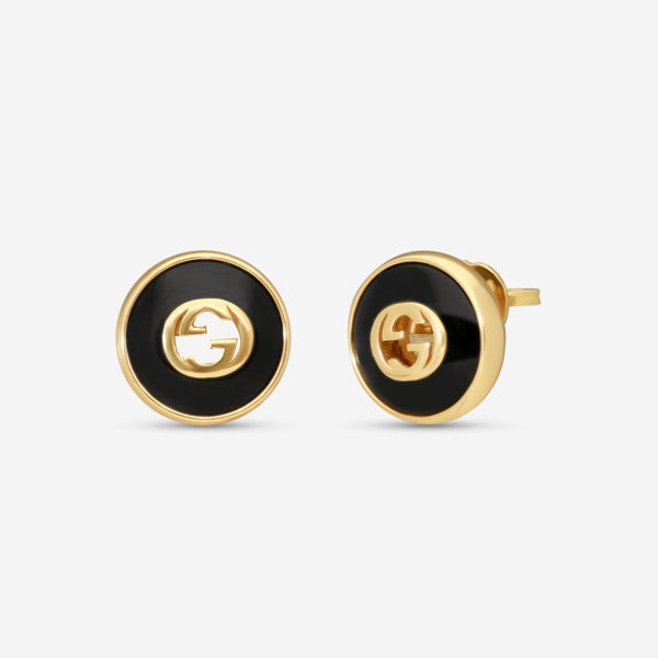 Gucci 18K Yellow Gold Onyx Stud Earrings YBD78655400100U - THE SOLIST
