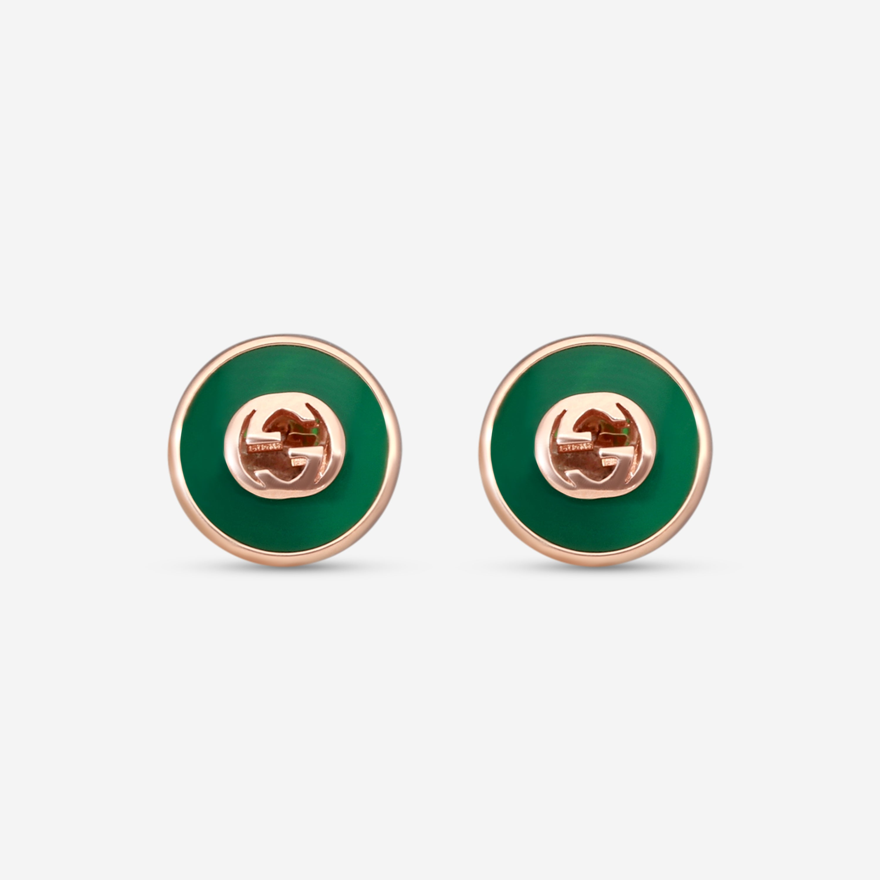 Gucci 18K Yellow Gold Green Agate Stud Earrings YBD78655400200U - THE SOLIST