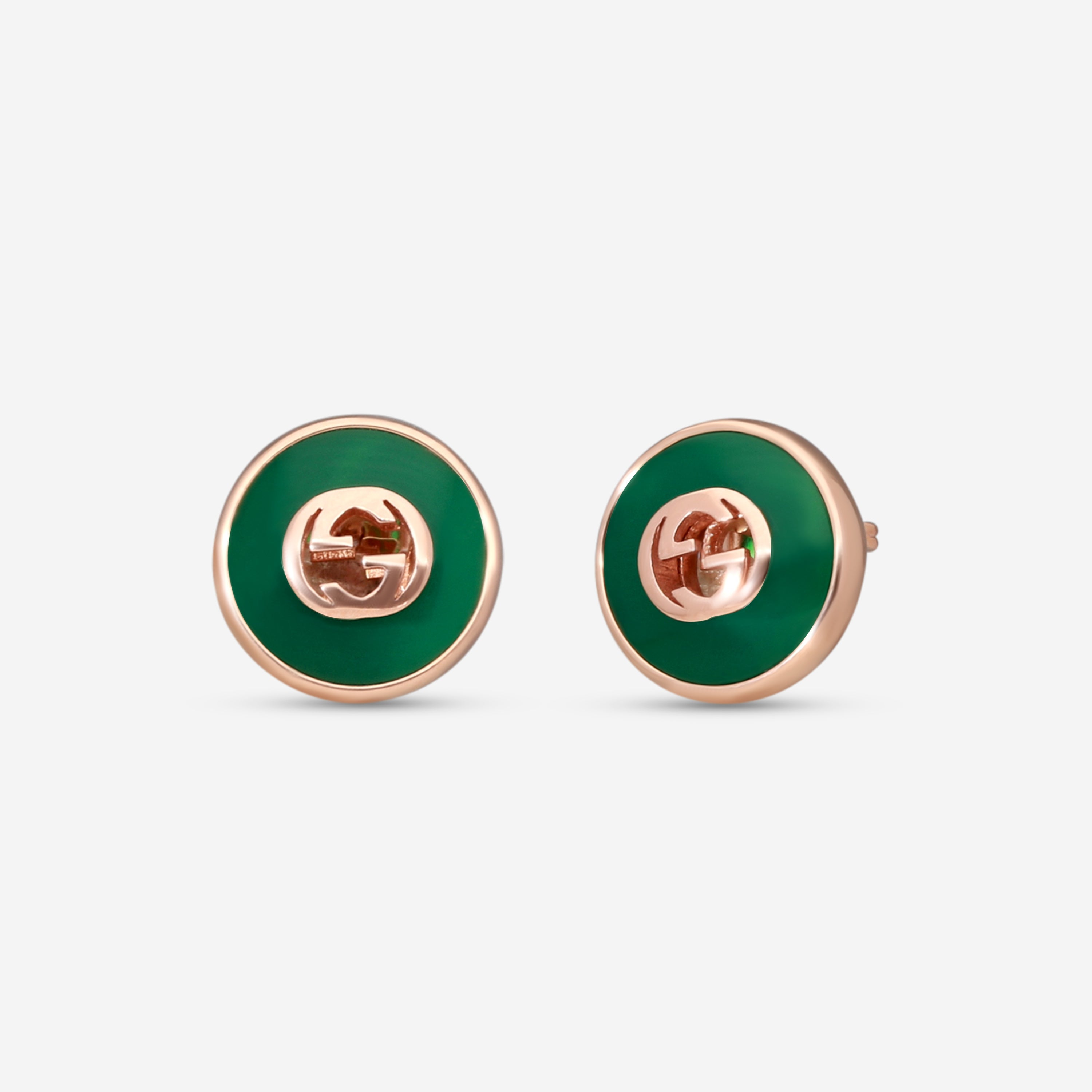 Gucci 18K Yellow Gold Green Agate Stud Earrings YBD78655400200U - THE SOLIST