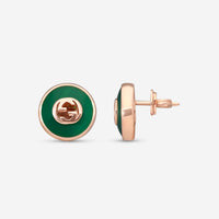 Gucci 18K Yellow Gold Green Agate Stud Earrings YBD78655400200U - THE SOLIST