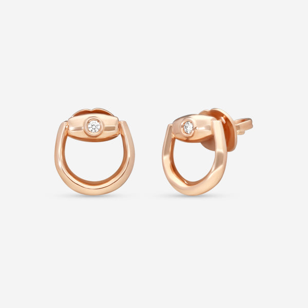 Gucci Horsebit 18K Rose Gold Diamond Stud Earrings YBD79616600100U - THE SOLIST